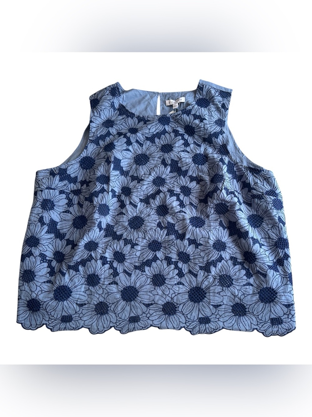 Hawthorne Blue Daisy Cut Out Eyelet Sleeveless Top 3X NWT